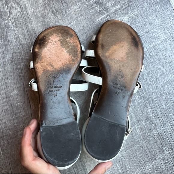 Giuseppe Zanotti Gladiator White Leather Flats Made Italy 37 - Picture 6 of 9